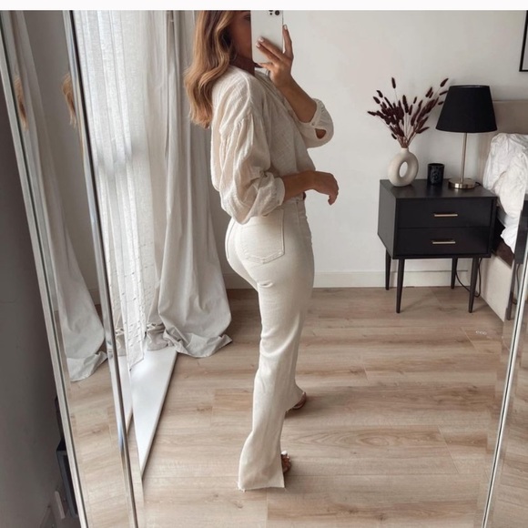 z1975 high rise slim flare jeans with split hems